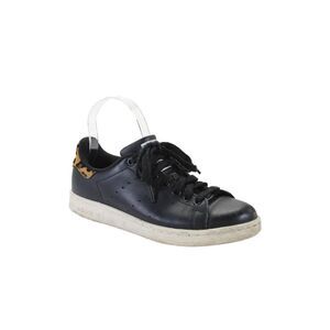 Adidas Stan Smith Womens Lace Up Back Logo Sneakers Black Leather Size 6.5